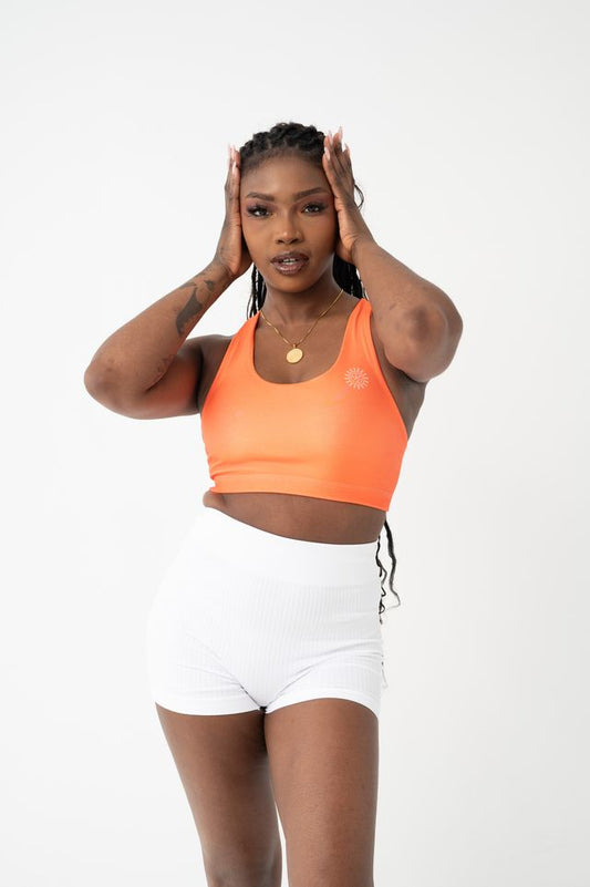 Flower of Life Sacral Orange Seamless Sports Bra